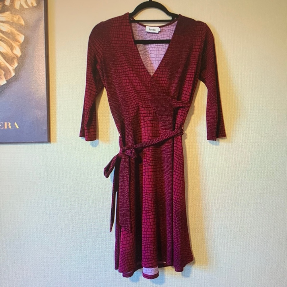 Bobeau Burgundy Wrap Dress